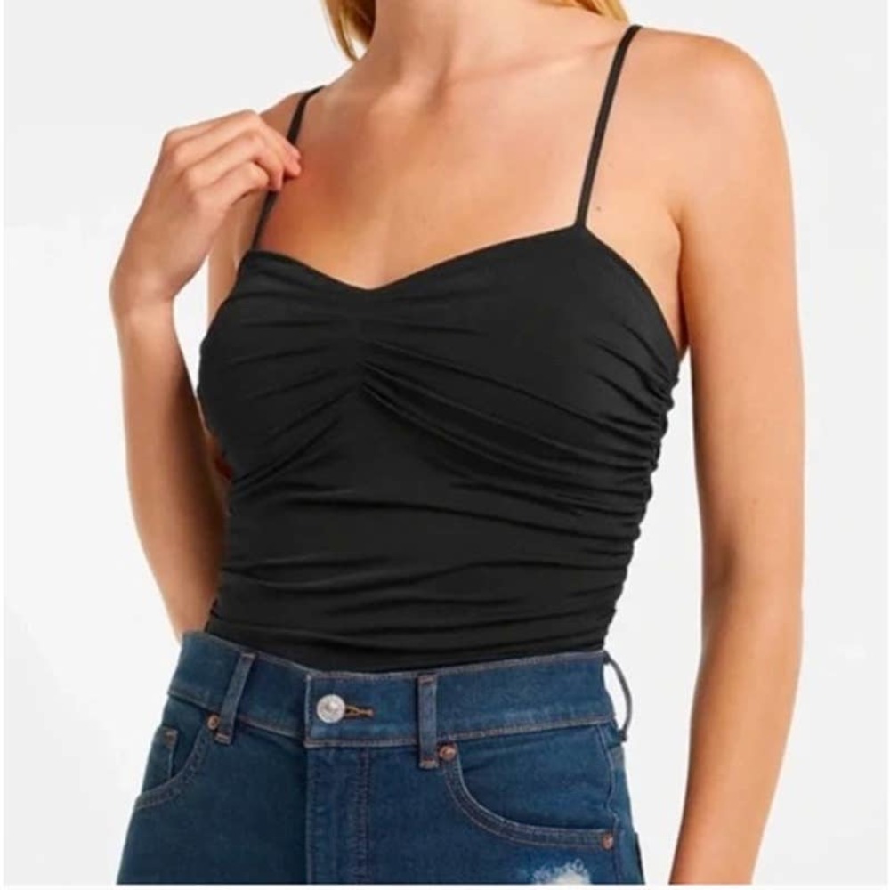 Express Body Contour Silky Ruched Thong Bodysuit Size M